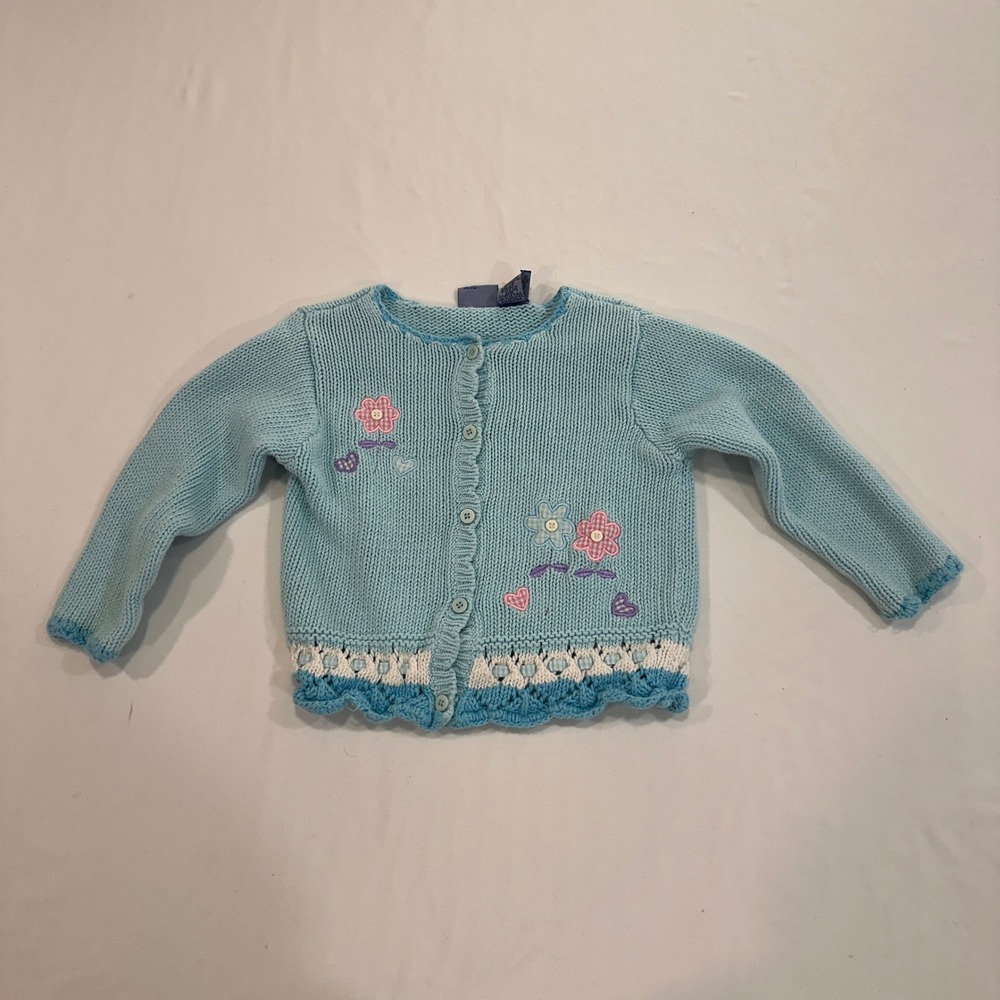 Vintage Koala Kids Embroidered Floral Cardigan Kids 36M Cotton Heart Cottagecore